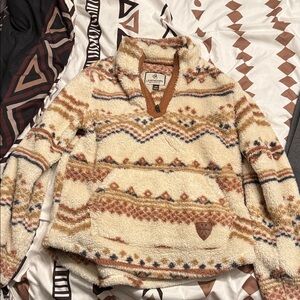 Legendary Whitetails Cream and Brown Patterned Sweater